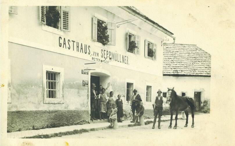 Frauen, Gäste, Gasthaus, Gasthaus Seppmüllner, Männer, Metnitz, Pferd, Seppmüllner, Wöbring, Wöbring 1